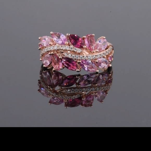 14k Ruby Pink Sapphire Diamonds Ring - Picture 6 of 11